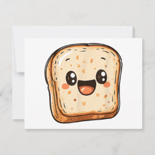 Happy Bread Slice Cartoon Smiling Toast Save The Date