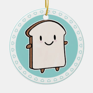 Happy Bread Slice Ceramic Ornament