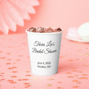 Happy Bridal Shower: White Paper Cups