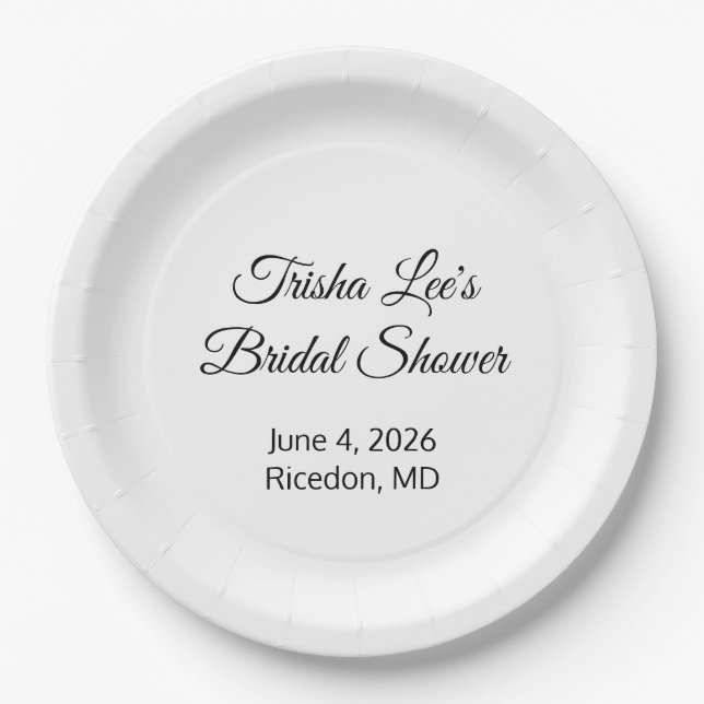 Happy Bridal Shower White Paper Plates (Front)