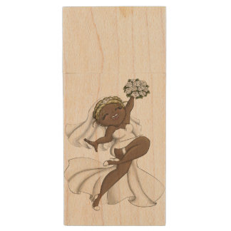 Happy Bride 02 Wood Flash Drive