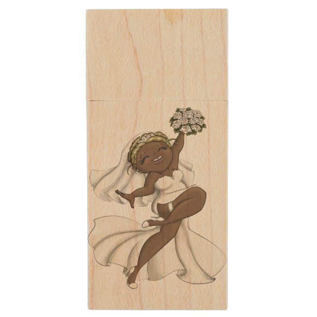 Happy Bride 02 Wood Flash Drive (Front Vertical)
