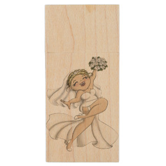 Happy Bride 02 Wood Flash Drive