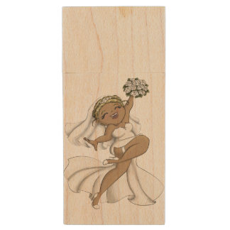 Happy Bride 02 Wood Flash Drive