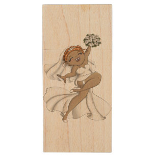 Happy Bride 03 Wood Flash Drive