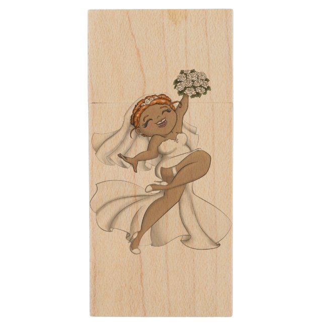 Happy Bride 03 Wood Flash Drive (Front Vertical)