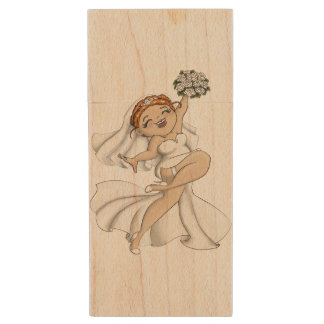 Happy Bride 03 Wood Flash Drive