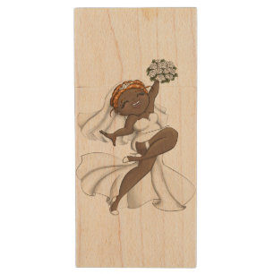 Happy Bride 03 Wood Flash Drive