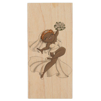 Happy Bride 03 Wood Flash Drive
