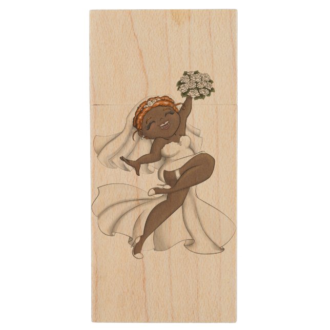 Happy Bride 03 Wood Flash Drive (Front Vertical)