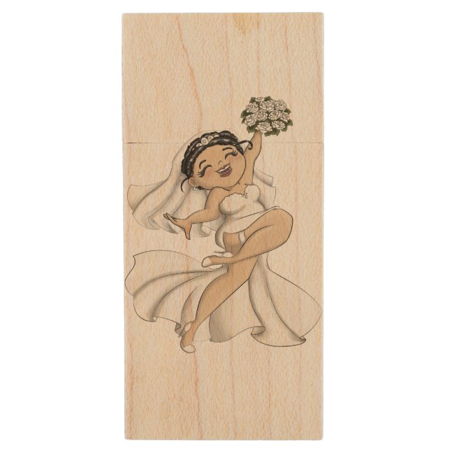 Happy Bride 11 Wood Flash Drive (Front Vertical)