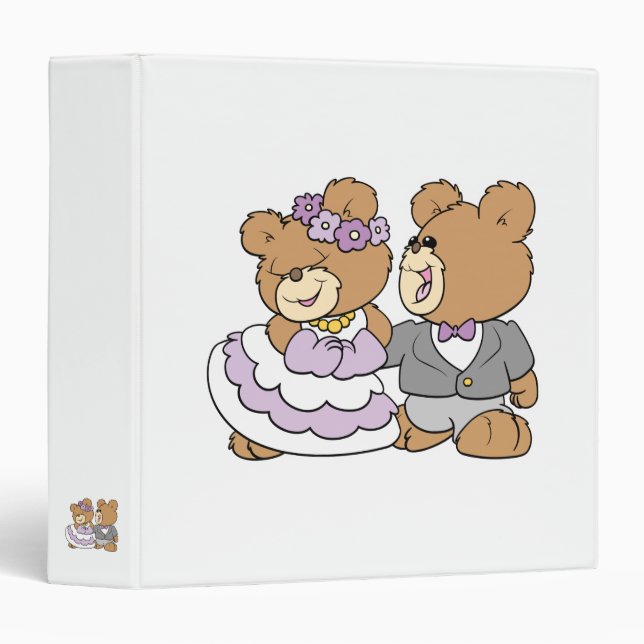 happy bride and groom cute teddy bears binder (Front/Spine)