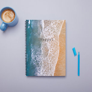 Happy Bright Blue Calm Ocean Shore Notebook