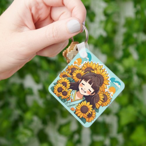 Happy Bright Kawaii Anime Girl Keychain