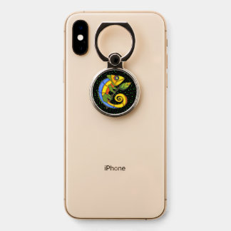 Happy Brightly colored Fantasy Lizard Leaf Dots Phone Ring Stand