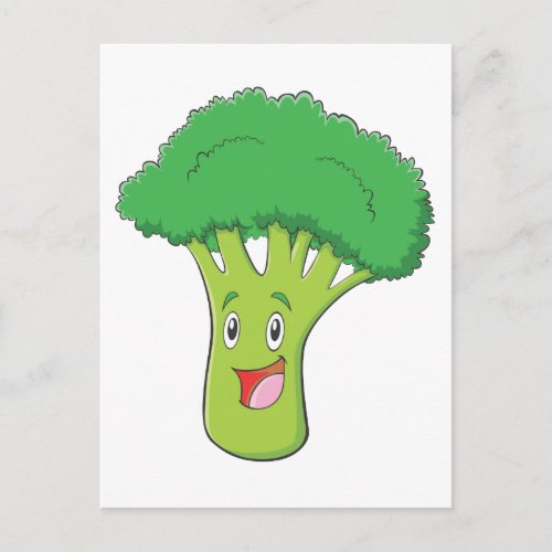 Happy Broccoli Vegetable Smiling Postcard