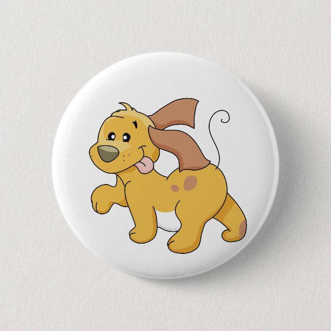 Happy Brown Dog Tshirts and Gifts Button (Front)