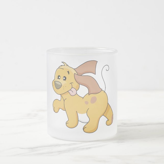 Happy Brown Dog Tshirts and Gifts Frosted Glass Coffee Mug (Center)