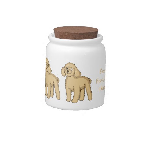 Happy brown poodle cartoon illustration  candy jar