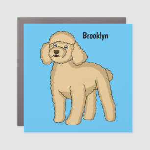 Happy brown poodle cartoon illustration car magnet