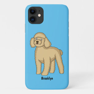 Happy brown poodle cartoon illustration iPhone 11 case