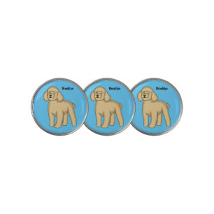 Happy brown poodle cartoon illustration golf ball marker