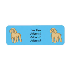 Happy brown poodle cartoon illustration label