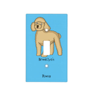 Happy brown poodle cartoon illustration light switch cover