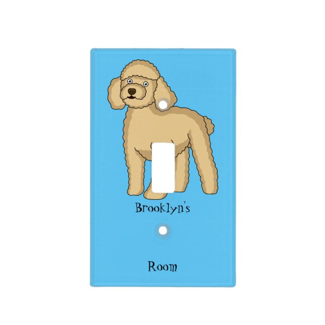 Happy brown poodle cartoon illustration light switch cover (Front)