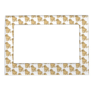 Happy brown poodle cartoon illustration magnetic frame