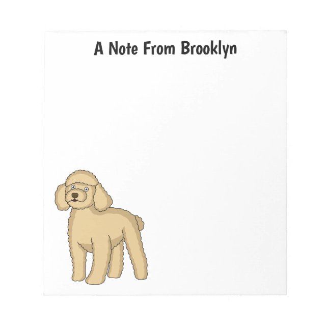 Happy brown poodle cartoon illustration notepad (Front)