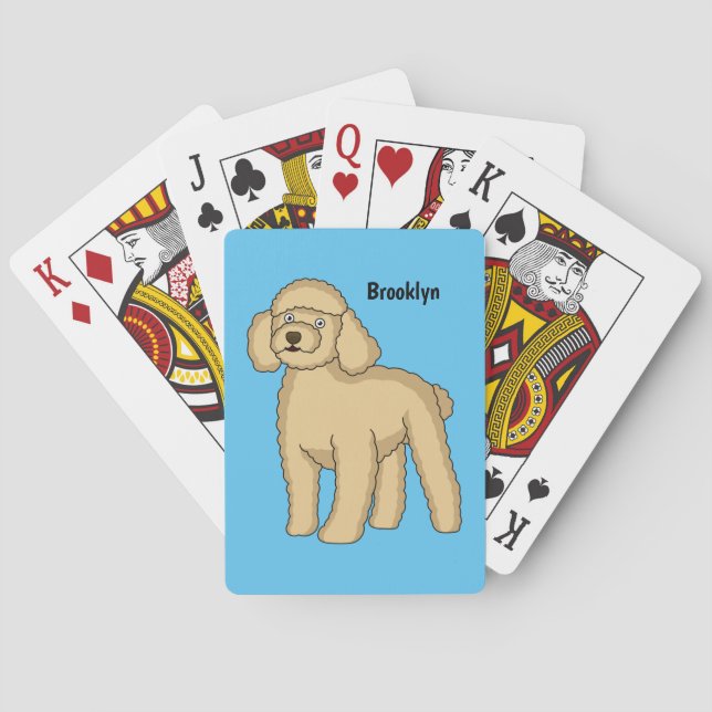 Happy brown poodle cartoon illustration  poker cards (Back)
