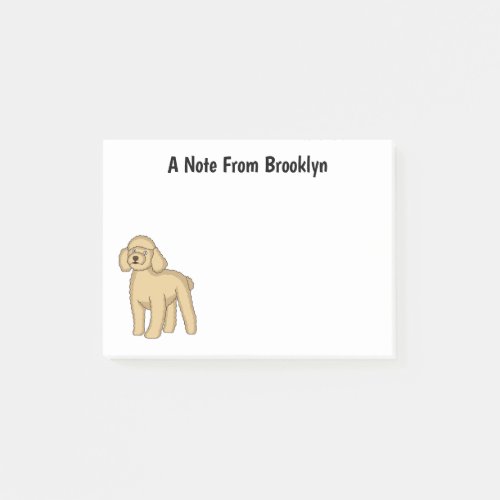 Happy brown poodle cartoon illustration post_it notes
