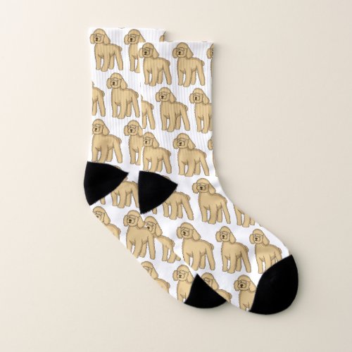 Happy brown poodle cartoon illustration socks