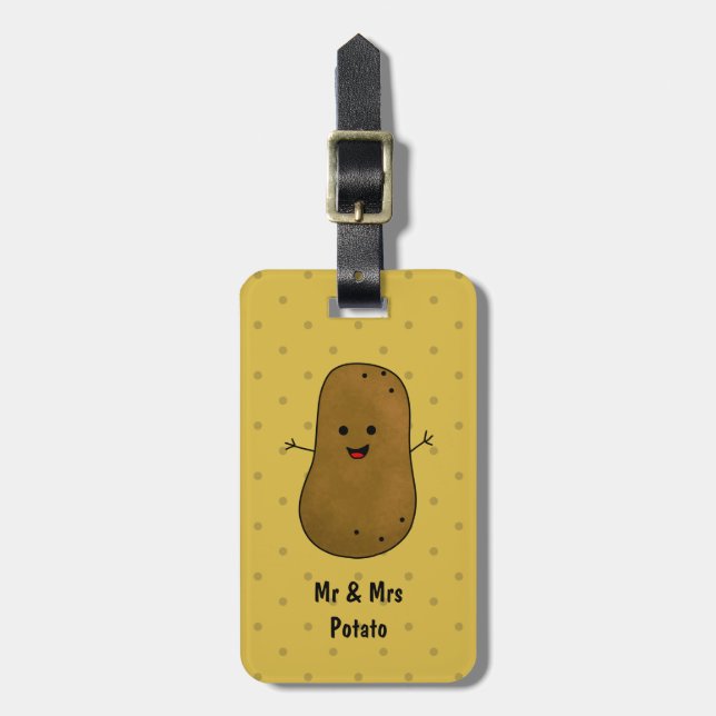 Happy Brown Potato Personalized Luggage Tag (Front Vertical)