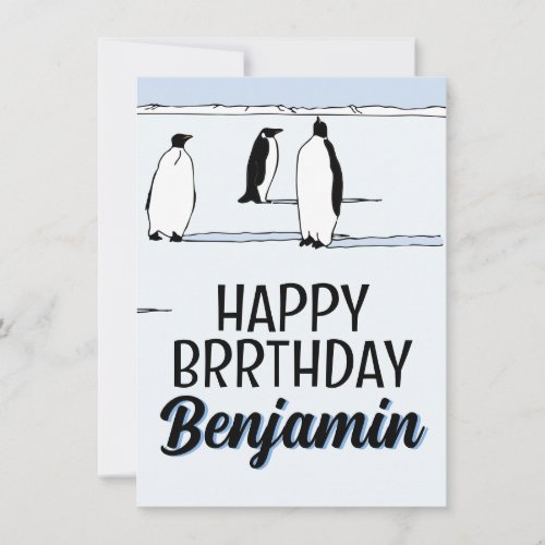 Happy BRRthday Penguin Winter Birthday Cool Name  Card
