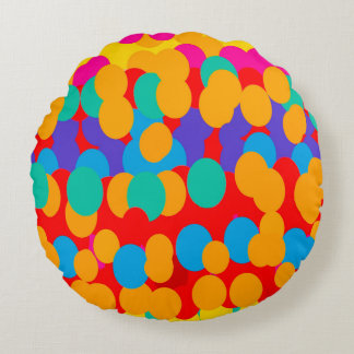 HAPPY BUBBLE PATTERNS MIXED COLORS ROUND PILLOW