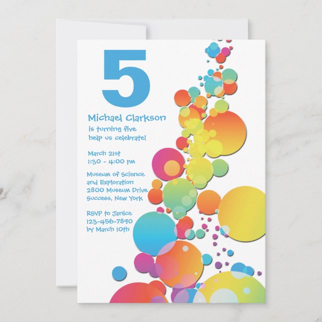 Happy Bubbles Birthday Party Invitation (Front)