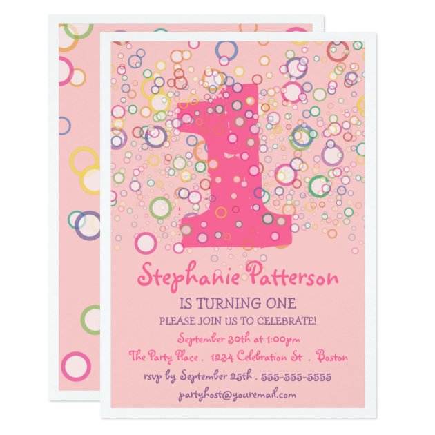 Happy Bubbles! Colorful Number Birthday Party Invitation