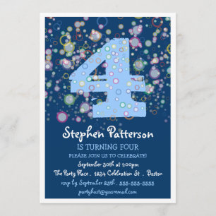 Happy Bubbles! Colorful Number Birthday Party Invitation