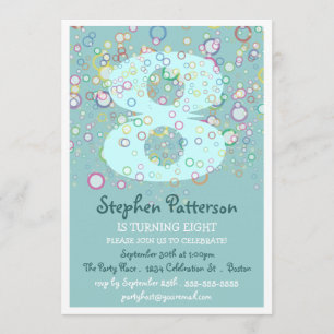 Happy Bubbles! Colorful Number Birthday Party Invitation
