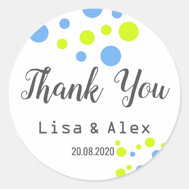 Happy Bubbles Thank You Wedding Sticker (Front)