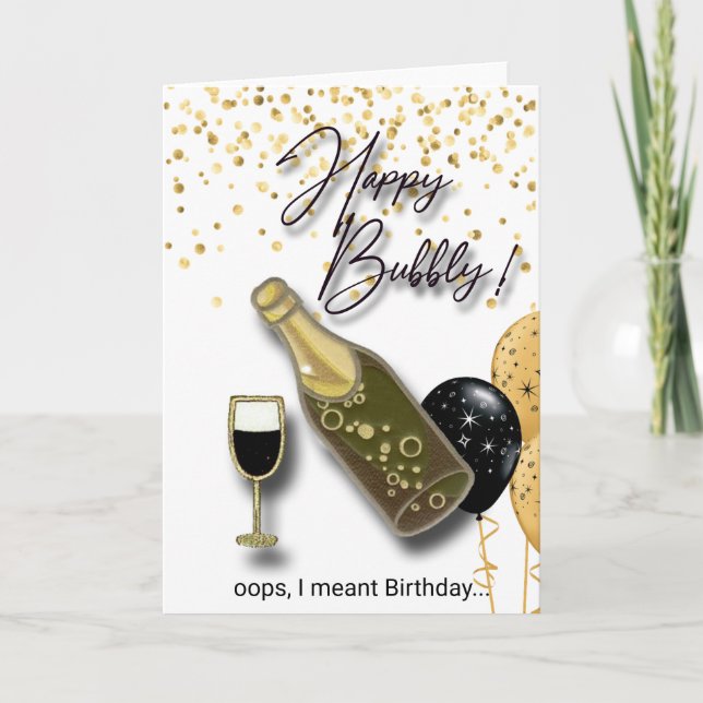happy bubbly champagne birthday card (Front)
