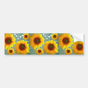 Happy Bubbly Sunflowers Bumper Sticker