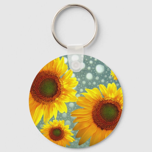 Happy Bubbly Sunflowers Keychain (Front)