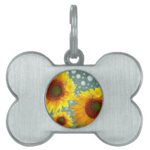 Happy Bubbly Sunflowers Pet Tag
