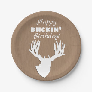 Happy Buckin' Birthday Hunting Paper Plates