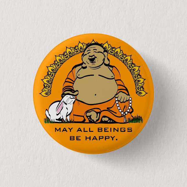 HAPPY BUDDHA PINBACK BUTTON (Front)