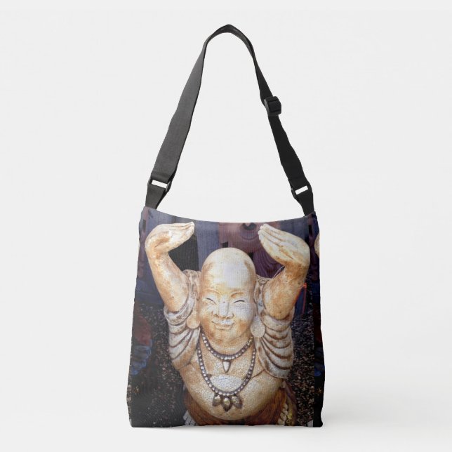 happy Buddha raised hands Crossbody Bag (Front)