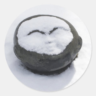 Happy Buddha With Snow Facial Classic Round Sticker